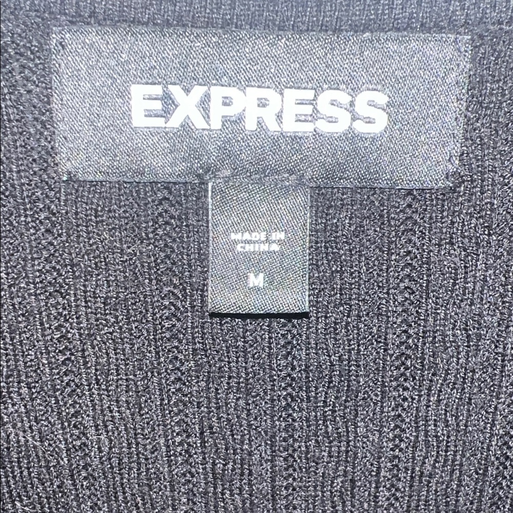 Express Black Ribbed Wrap Top Medium - Picture 2 of 4
